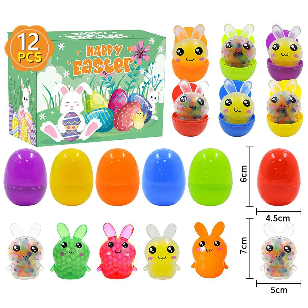 12 Pcs Prefilled Easter Eggs, Filled with Animal Toys