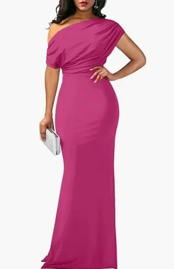 2025 WOMEN'S ELEGANT SLEEVELESS OFF SHOULDER BODYCON LONG FORMAL PARTY EVENING DRESS