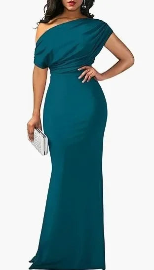 2025 WOMEN'S ELEGANT SLEEVELESS OFF SHOULDER BODYCON LONG FORMAL PARTY EVENING DRESS