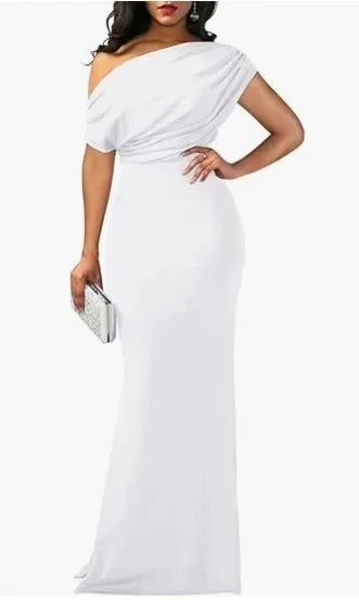 2025 WOMEN'S ELEGANT SLEEVELESS OFF SHOULDER BODYCON LONG FORMAL PARTY EVENING DRESS