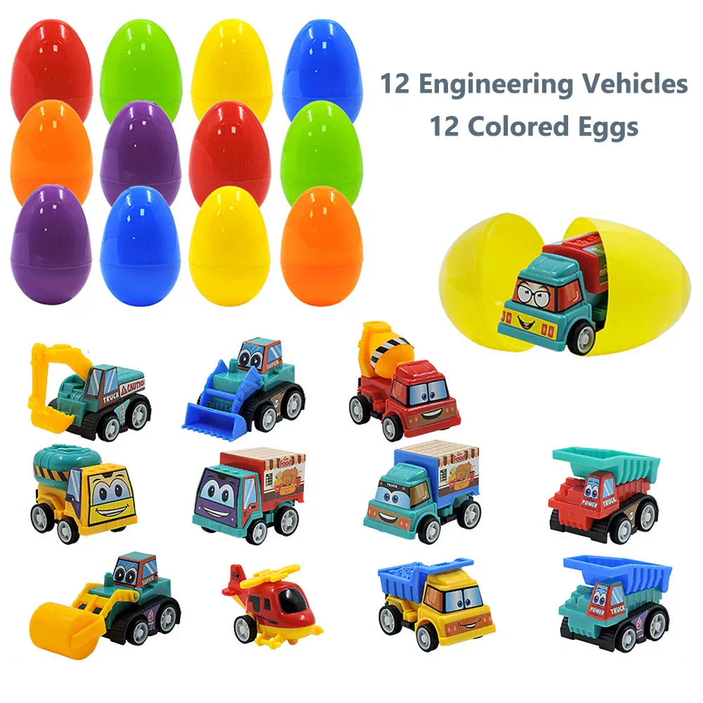 12 Pcs Prefilled Easter Eggs, Filled with Animal Toys