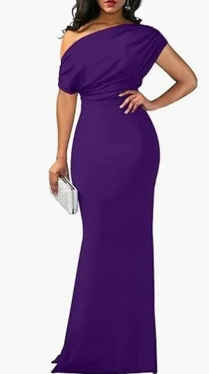 2025 WOMEN'S ELEGANT SLEEVELESS OFF SHOULDER BODYCON LONG FORMAL PARTY EVENING DRESS