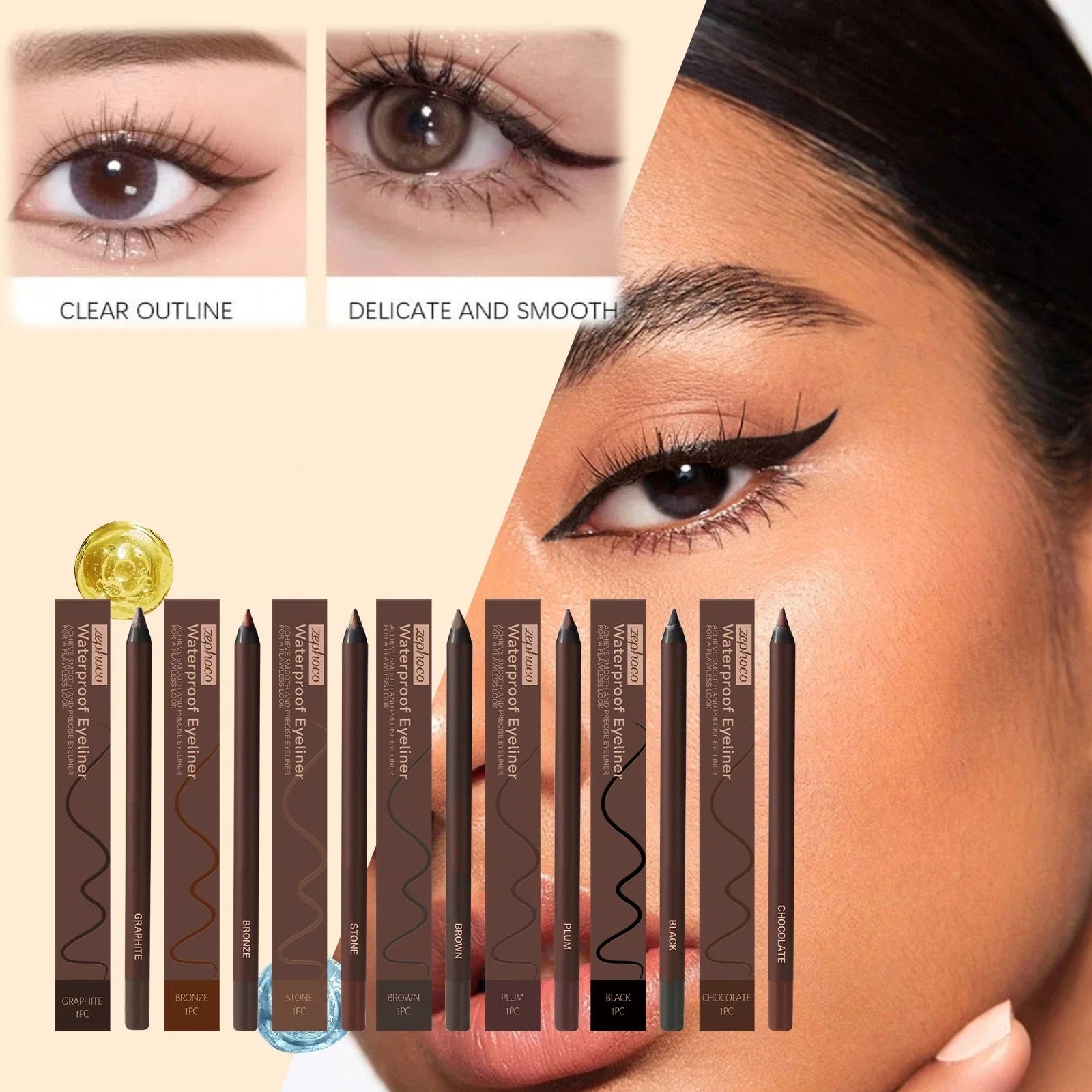 24 HR Waterproof Eyeliner Duo Sharpenable Eye Pencil