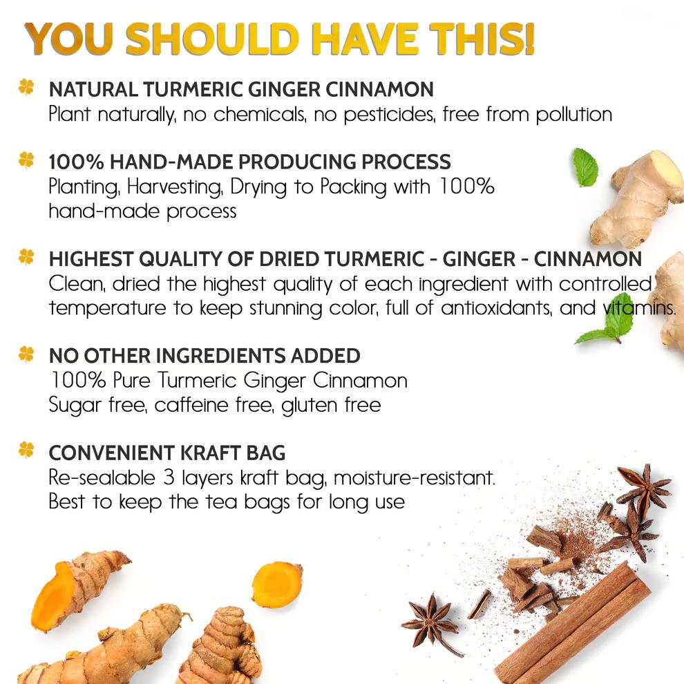 100% Natural Turmeric Ginger Cinnamon Tea