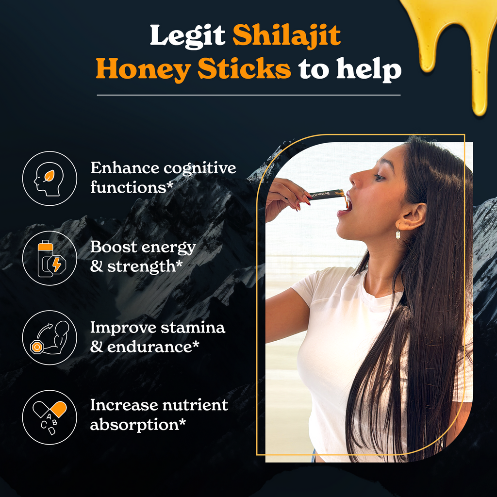 Caramel Shilajit Honey Sticks