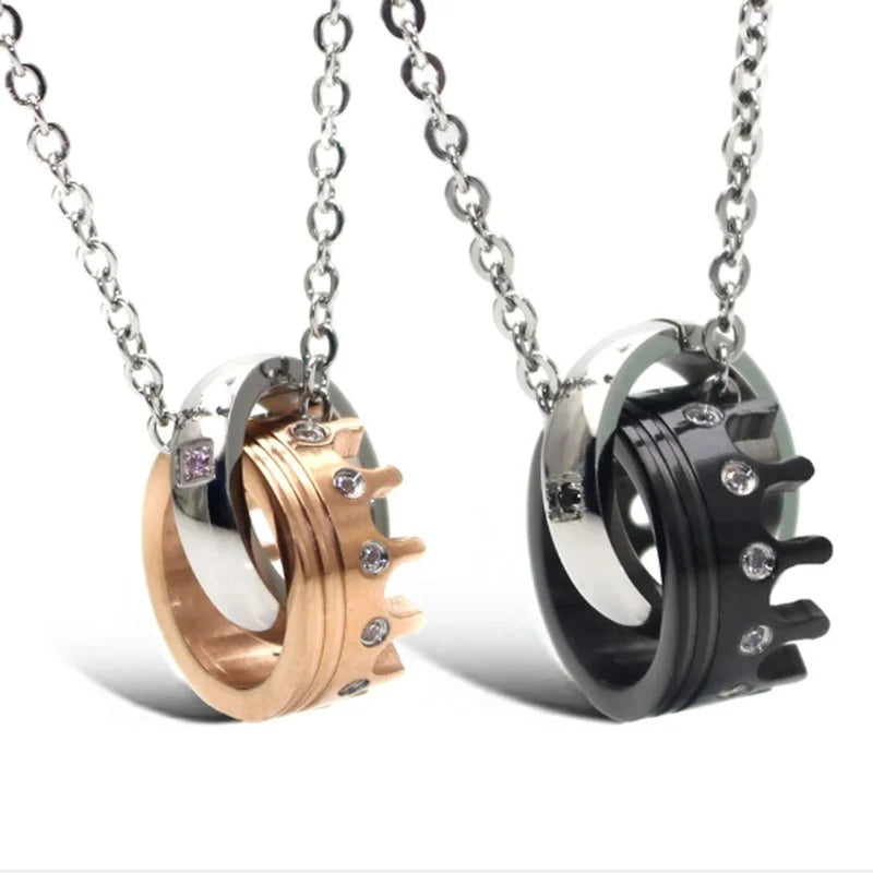 "His Queen, Her King" Couple Necklace