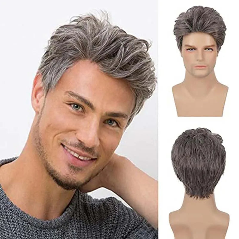 Business Natural And Realistic Full Wig For Medium-elderly Men