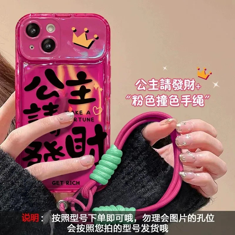 Creative Graffiti Cute Girl Phone Case with Flip Mirror for iPhone