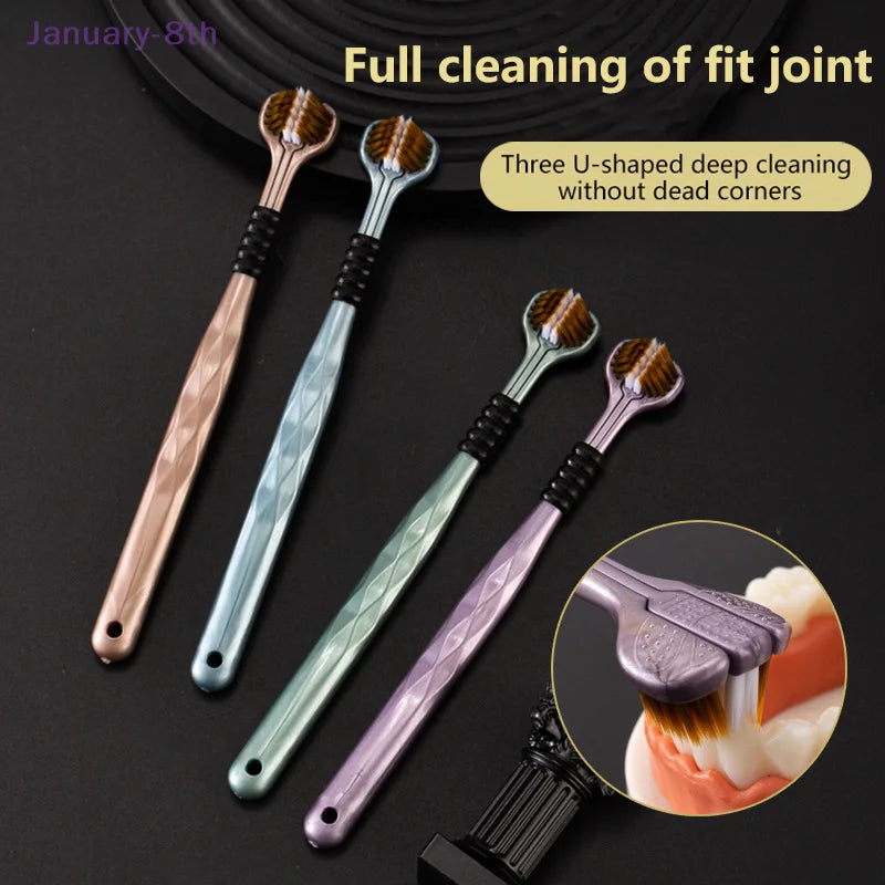 4 Pcs Three head multi-angle cleaning toothbrush