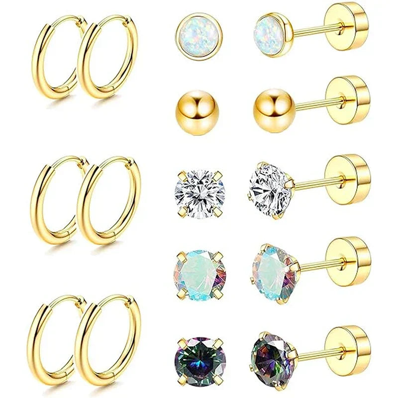 8 Pairs Hypoallergenic Earrings