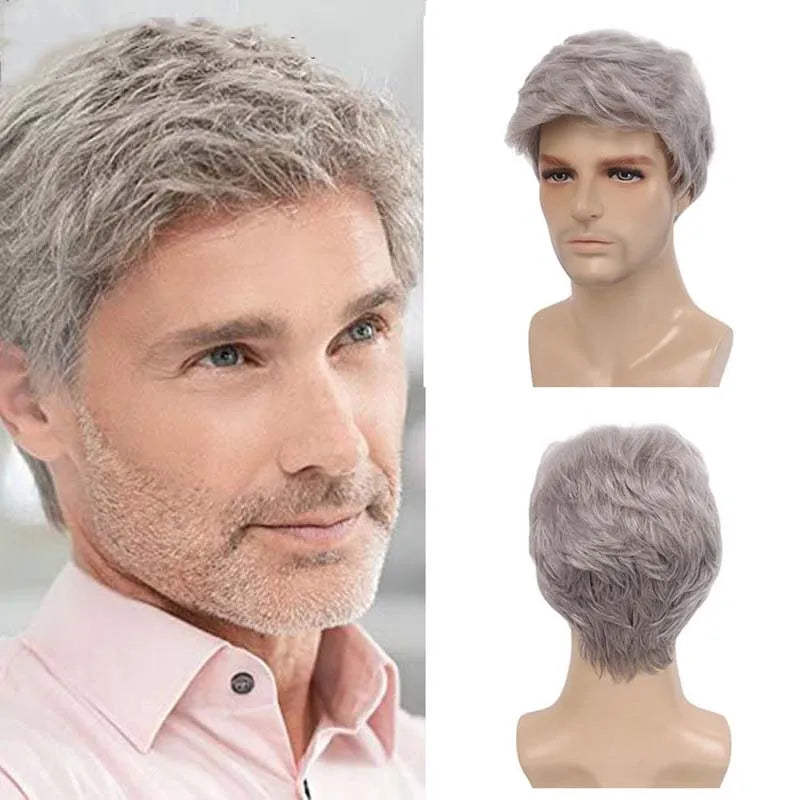 Business Natural And Realistic Full Wig For Medium-elderly Men