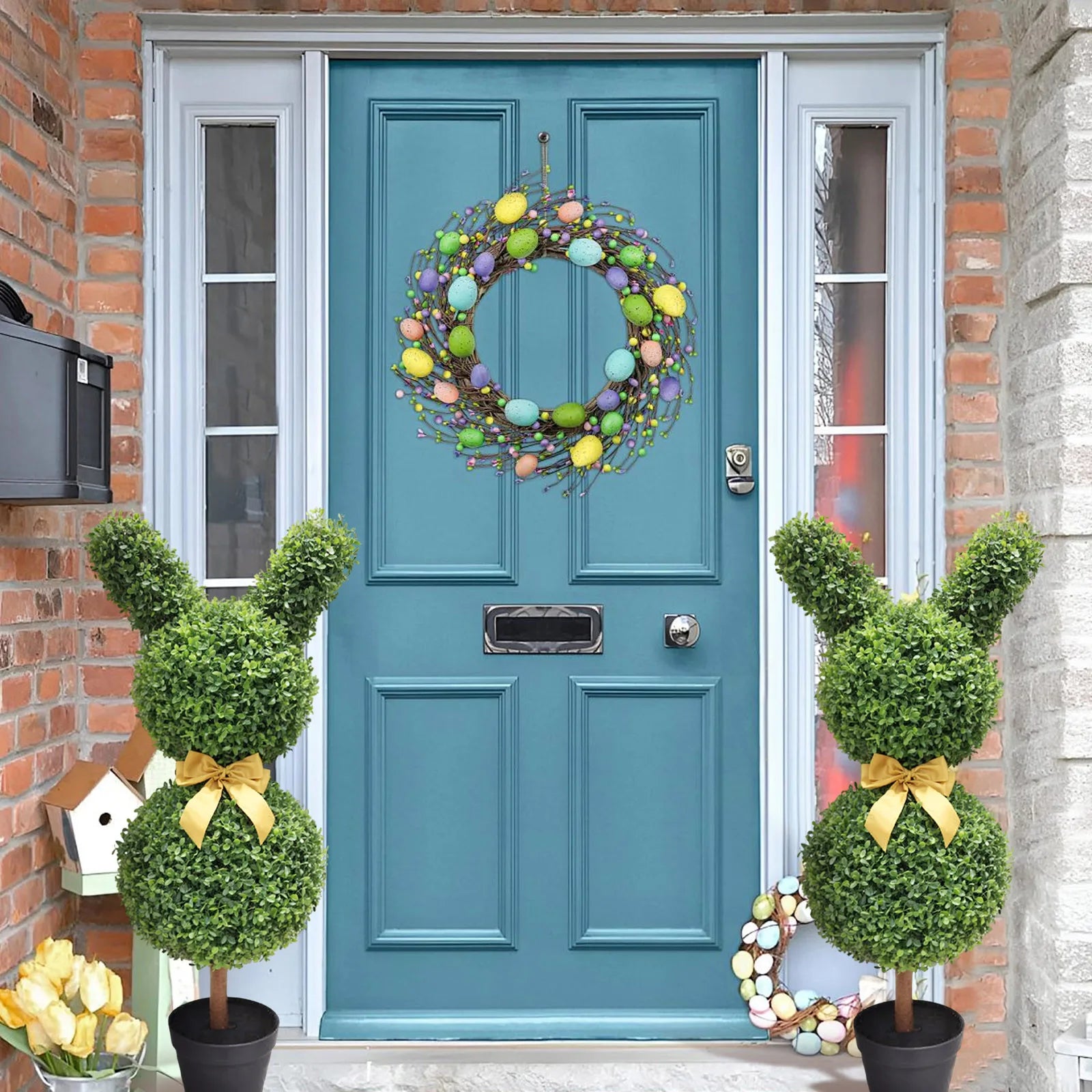 35" Artisan-Crafted Bunny Topiary