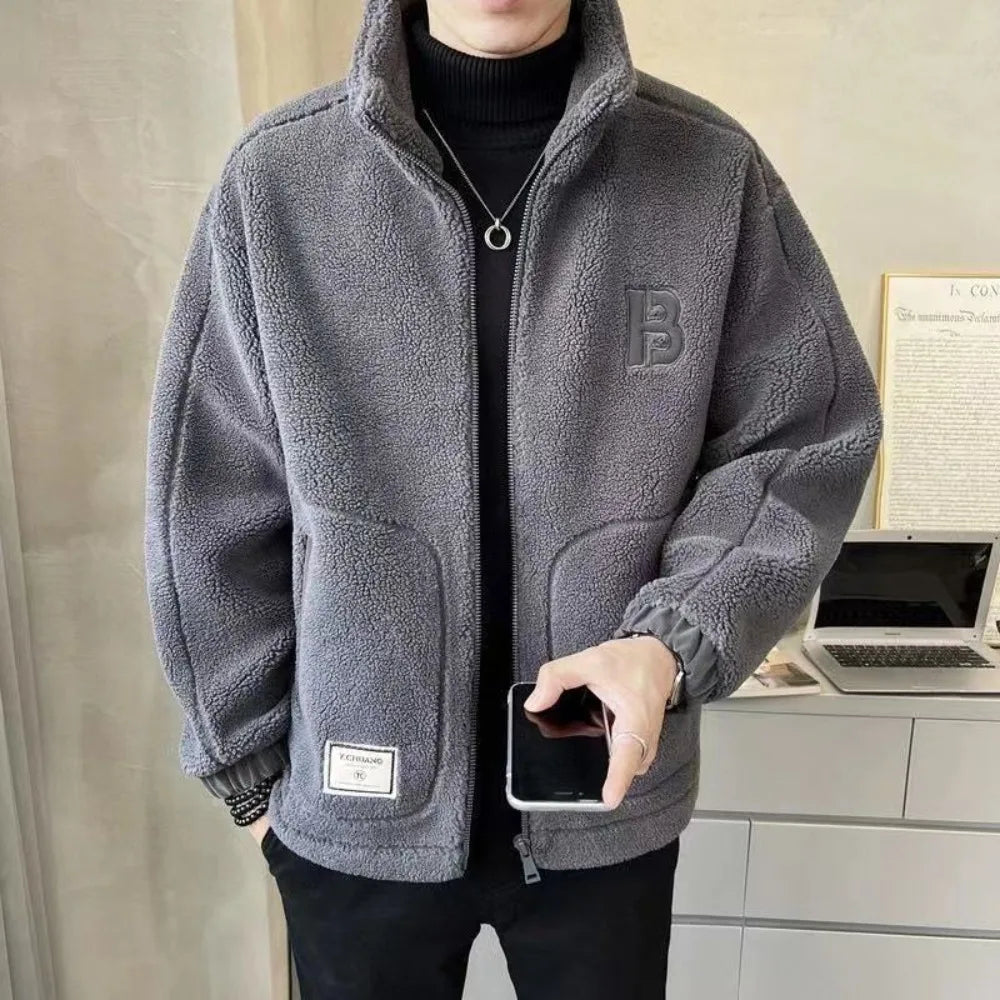 Big synthetic fur jacket for men