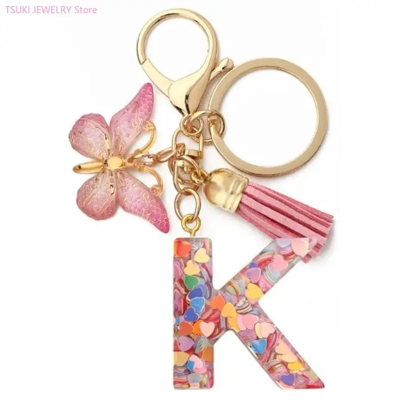 Butterfly Letter Keychain Tassel Design Vibrant Durable Lightweight Gift