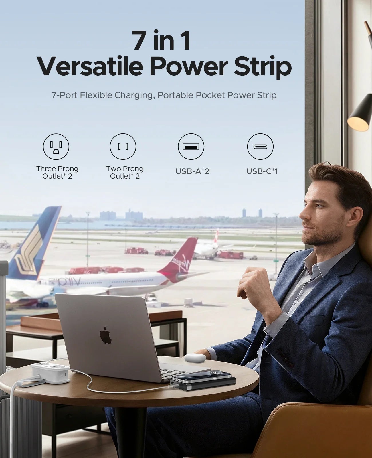 4FT Travel Power Strip with 4 AC Outlets