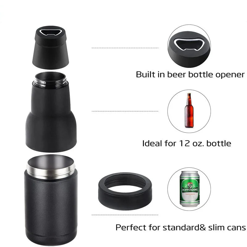 Beer Bottle and Can Cooler with Beer Opener 1
