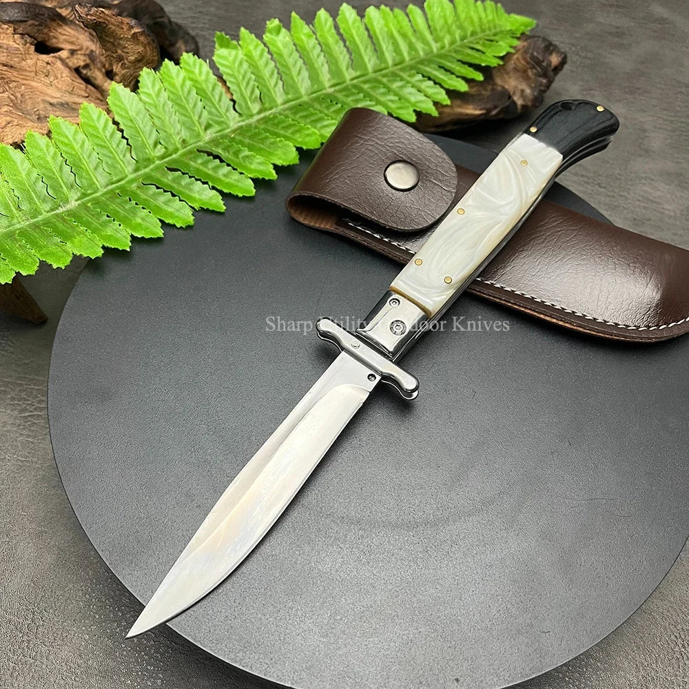 440C Stainless Steel Outdoor Folding Knife 4.1-Inch with Durable Shell Resin Handle