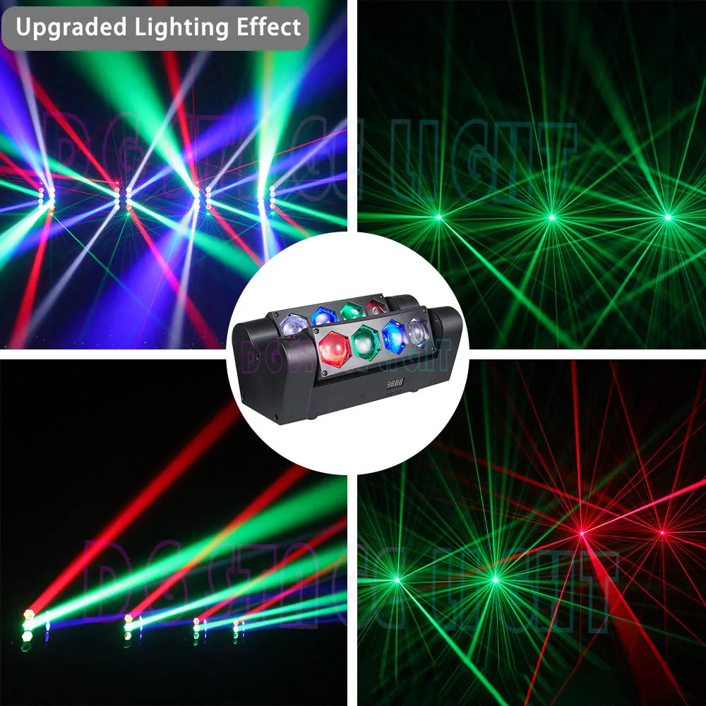 8 Beam Stage Lights with Sound Activated and DMX Moving Head