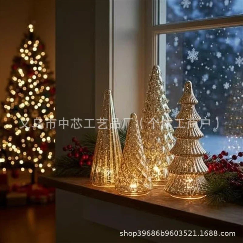 BFF Collection Set of 5 Illuminated Mercury Glass Trees
