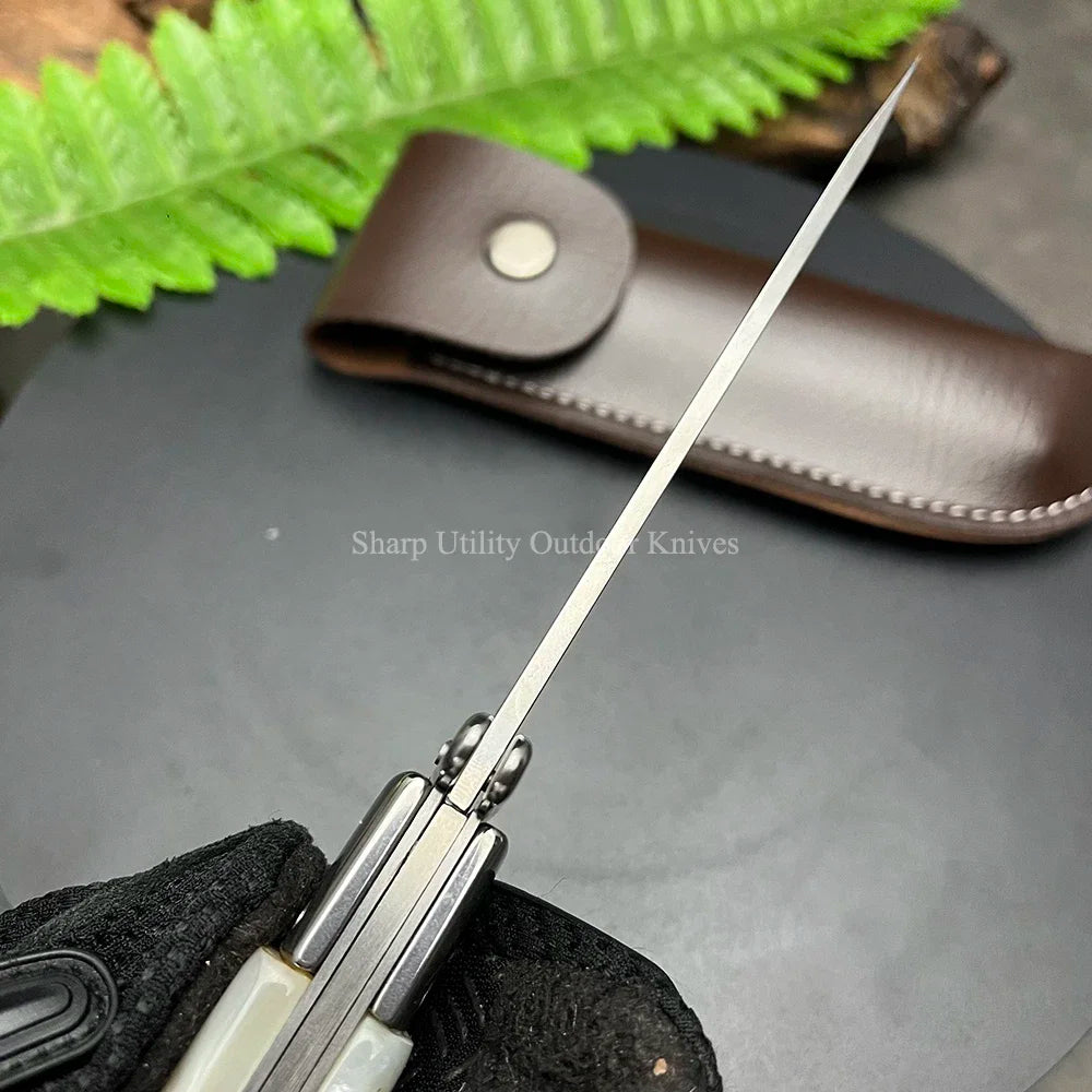 440C Stainless Steel Outdoor Folding Knife 4.1-Inch with Durable Shell Resin Handle