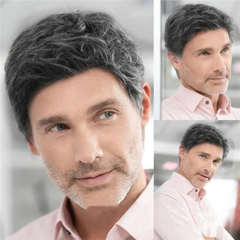Business Natural And Realistic Full Wig For Medium-elderly Men
