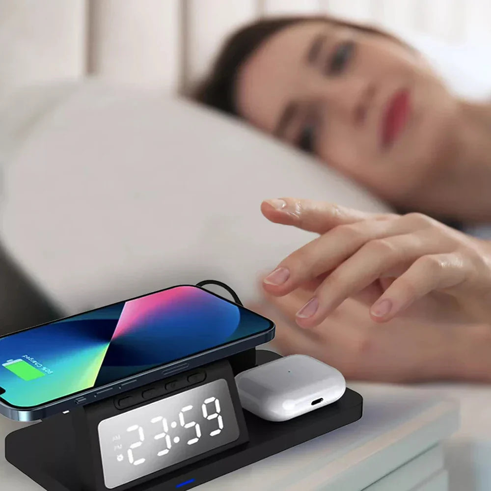 Charging Station with Clock, Wireless Charger（Fast Charging)⚡
