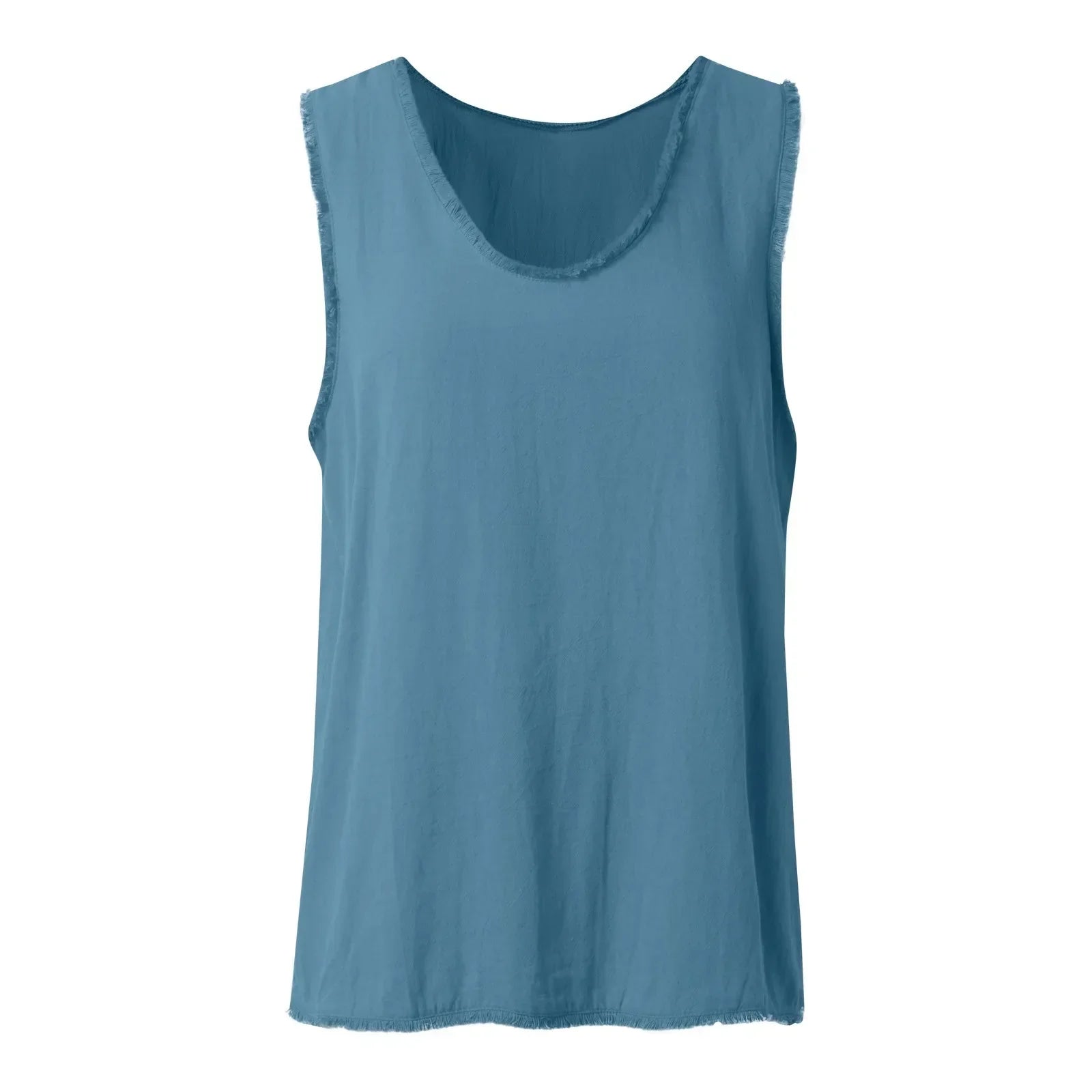 Cotton and Linen V-neck Raw Edge Design Vest