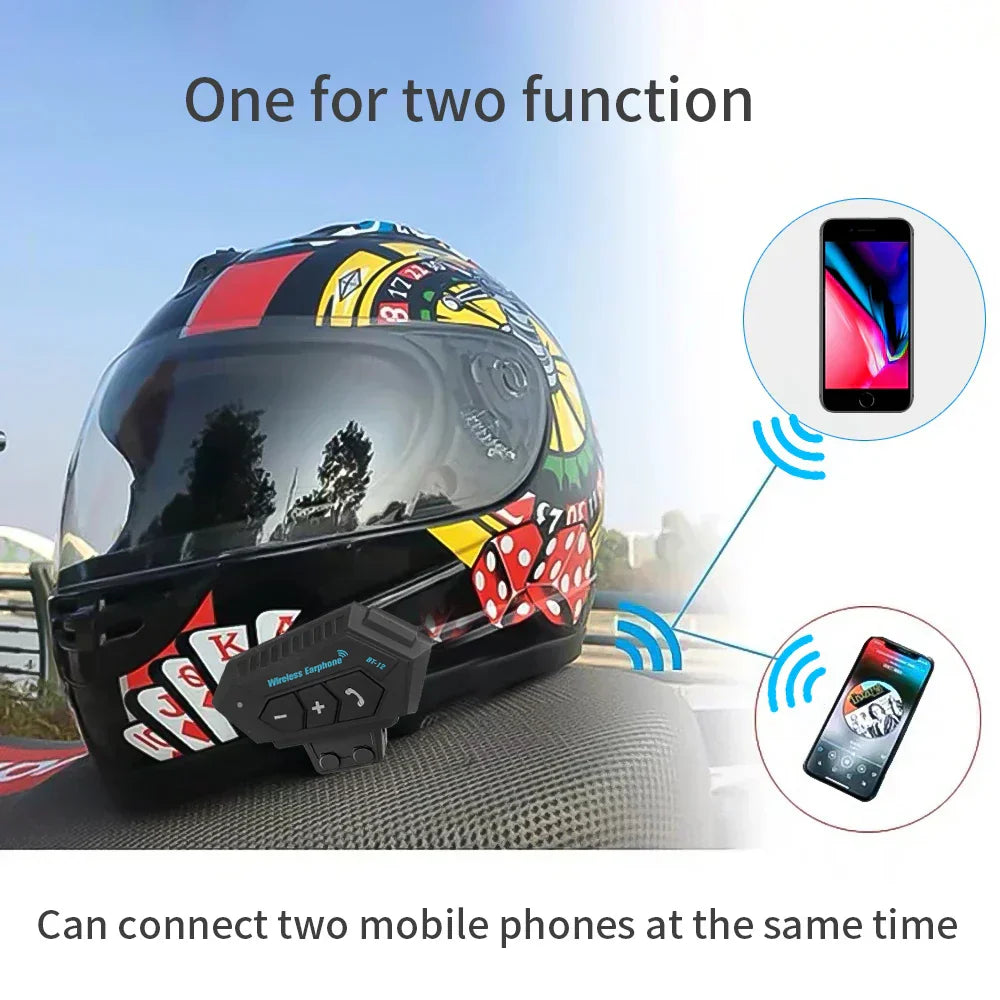 BT12 Motorcycle Helmet Bluetooth Headset