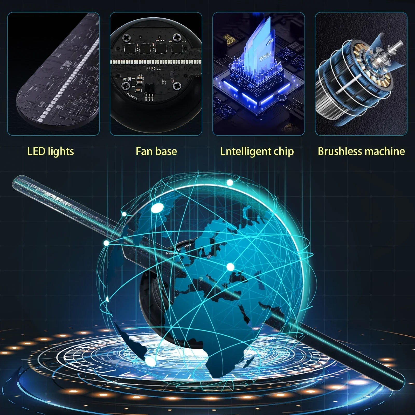 3D Hologram LED Fan Projector