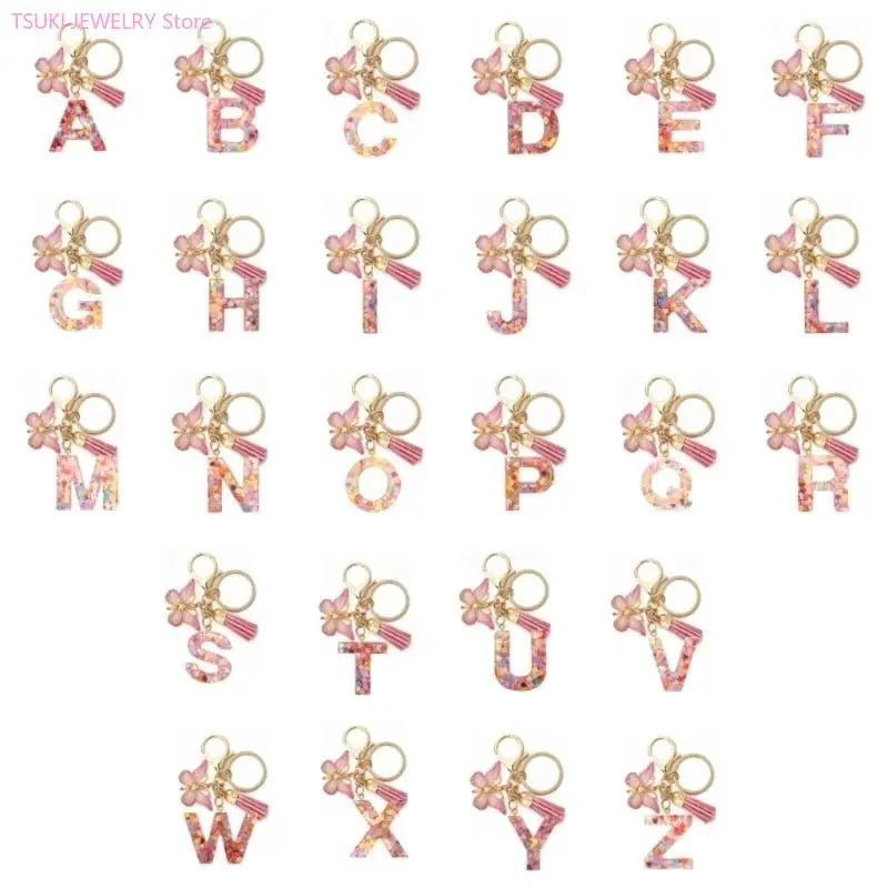 Butterfly Letter Keychain Tassel Design Vibrant Durable Lightweight Gift