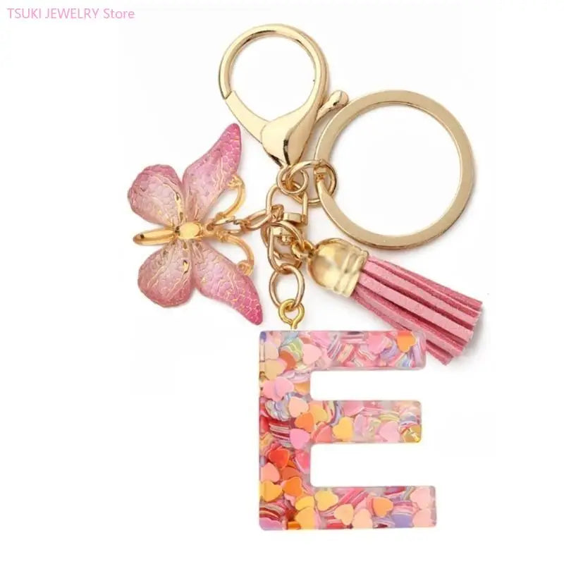 Butterfly Letter Keychain Tassel Design Vibrant Durable Lightweight Gift