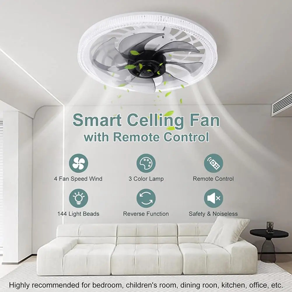2-in-1 Quiet Adjustable Fan Light with Remote Control for Bedroom