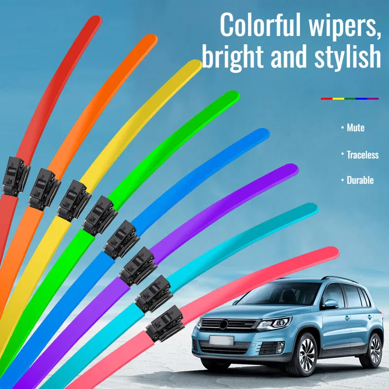Colorful Boneless Silent Windshield Wipers - Clear Vision in Style!