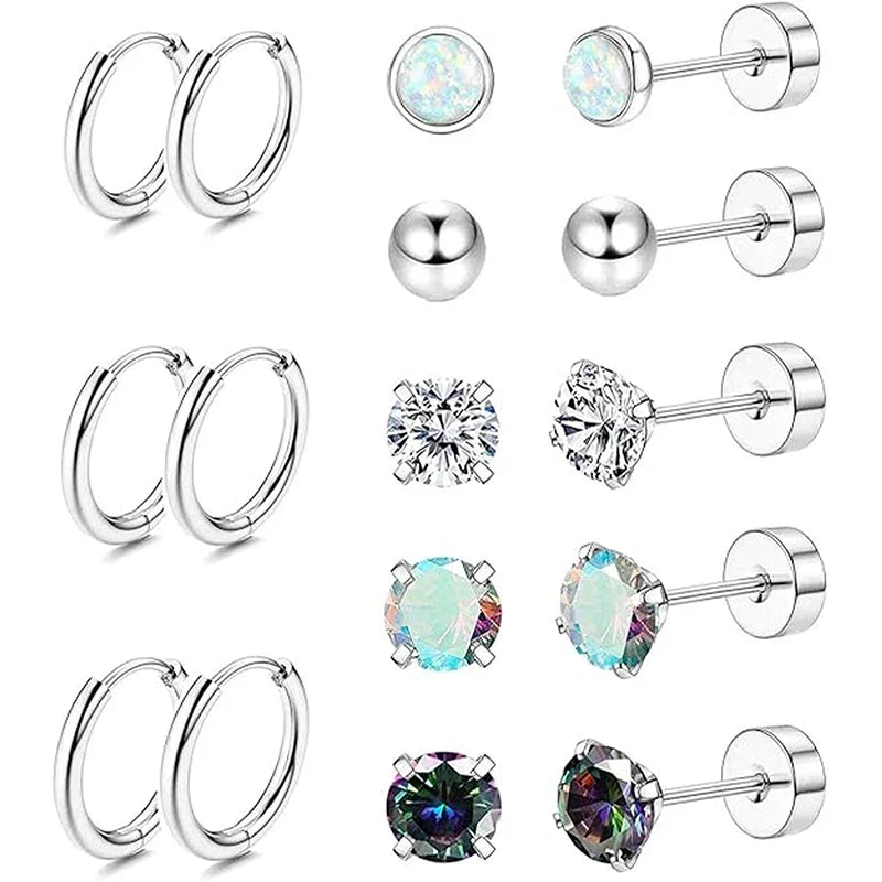 8 Pairs Hypoallergenic Earrings