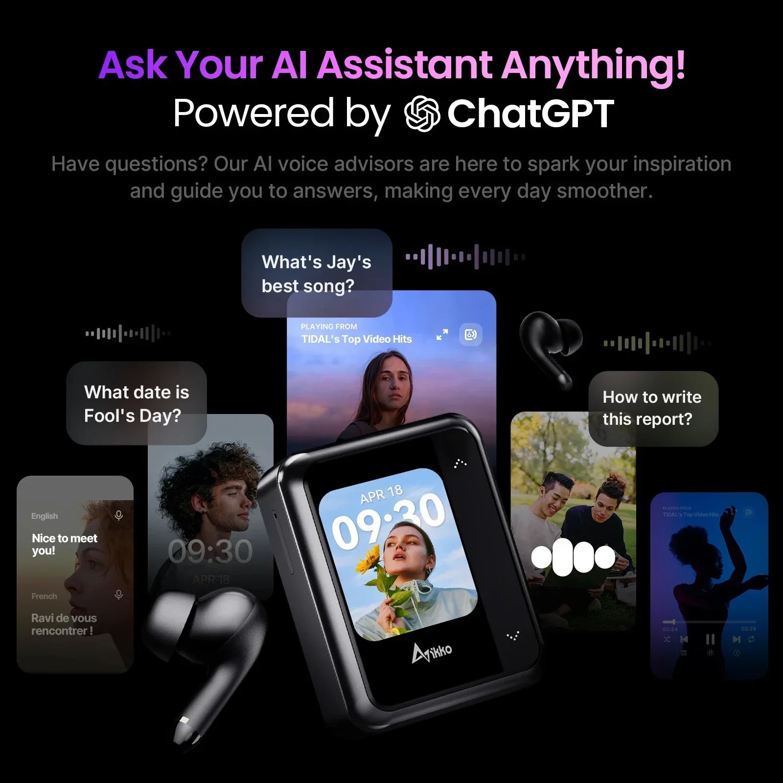 2024 NEW Intelligent Full-color Touch Screen Slider Earphones