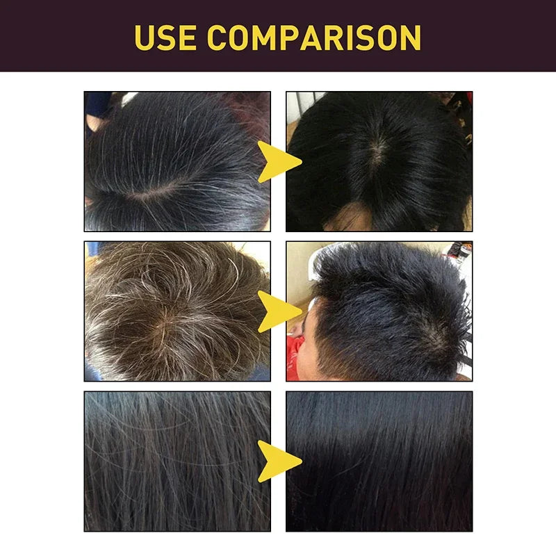 Black Hair Dye Shampoo Instant 3 in 1 +100% Grey Coverage - Herbal Ingredients