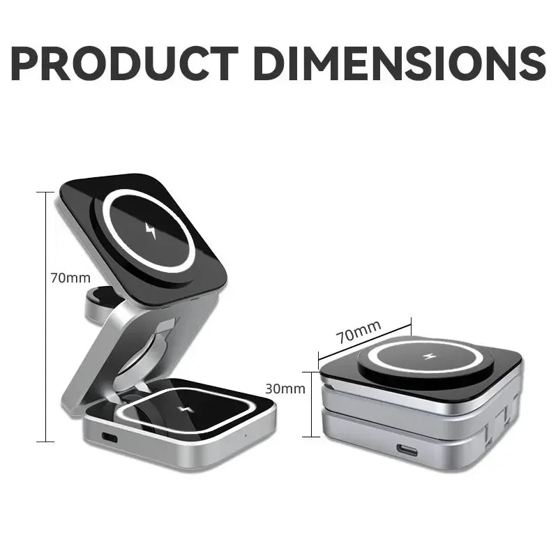 3 in 1 Wireless Charger Stand Magnetic Folding Stand for Apple iPhones Headphones Watch