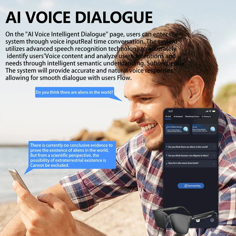 AI Wireless Bluetooth Translation Glasses