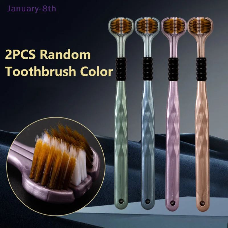 4 Pcs Three head multi-angle cleaning toothbrush