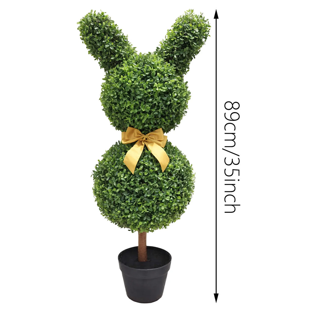 35" Artisan-Crafted Bunny Topiary
