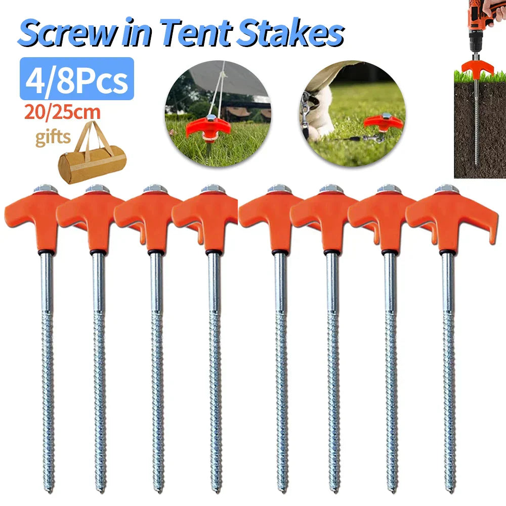 8" Screw in Tent Stakes - Ground Anchors Screw in