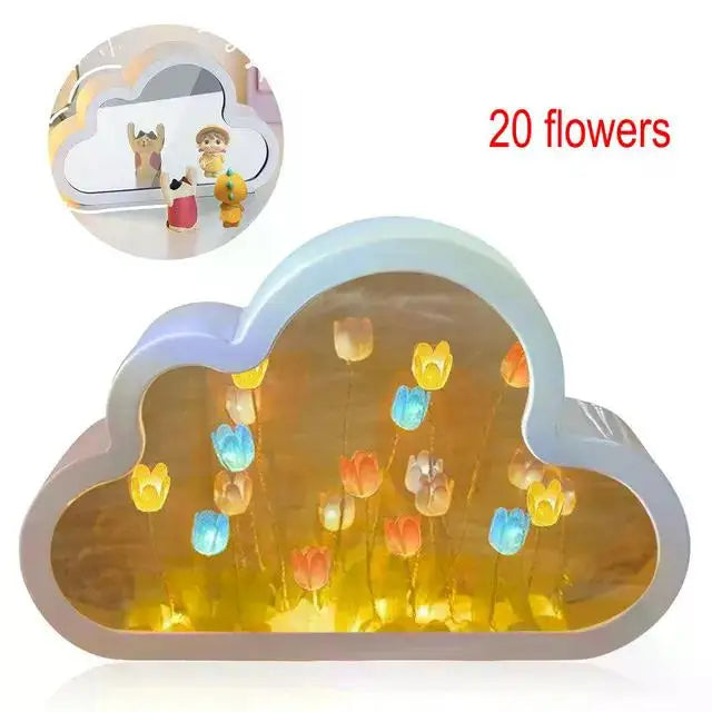 Beautiful Cloud Tulip Mirror Lamp Romantic Valentine's Day Gift