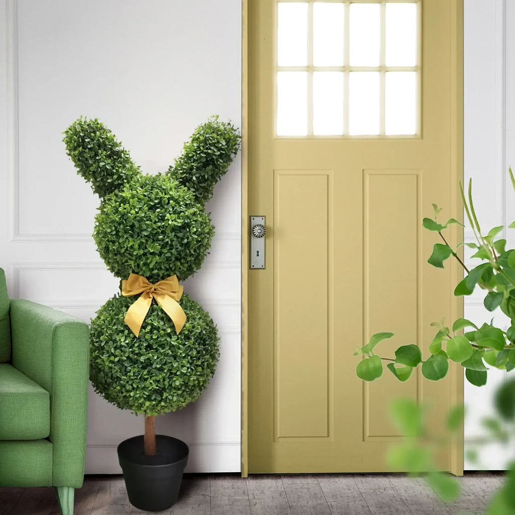 35" Artisan-Crafted Bunny Topiary