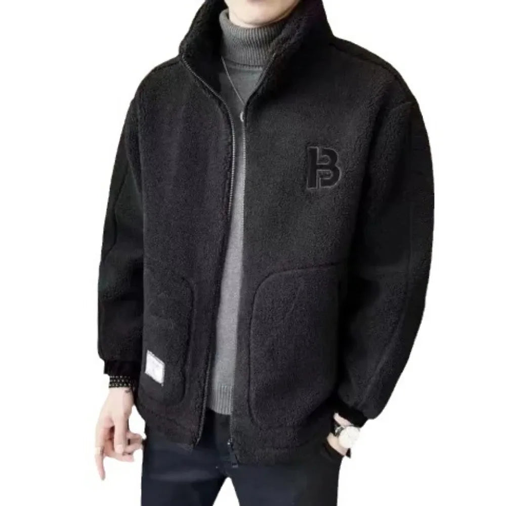 Big synthetic fur jacket for men
