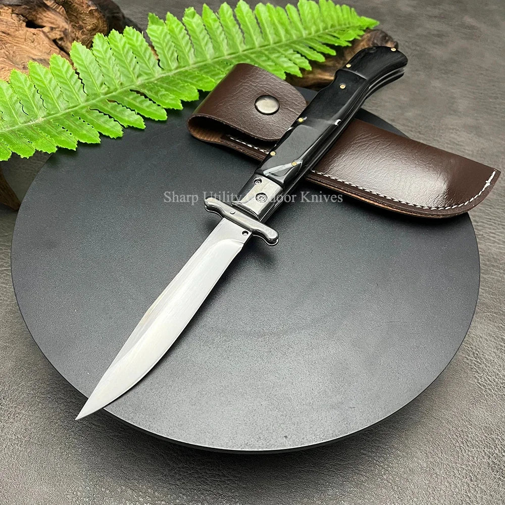 440C Stainless Steel Outdoor Folding Knife 4.1-Inch with Durable Shell Resin Handle
