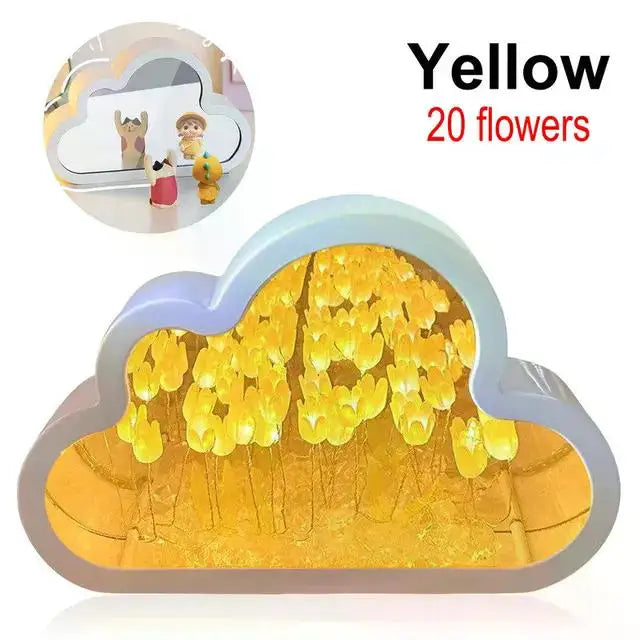 Beautiful Cloud Tulip Mirror Lamp Romantic Valentine's Day Gift