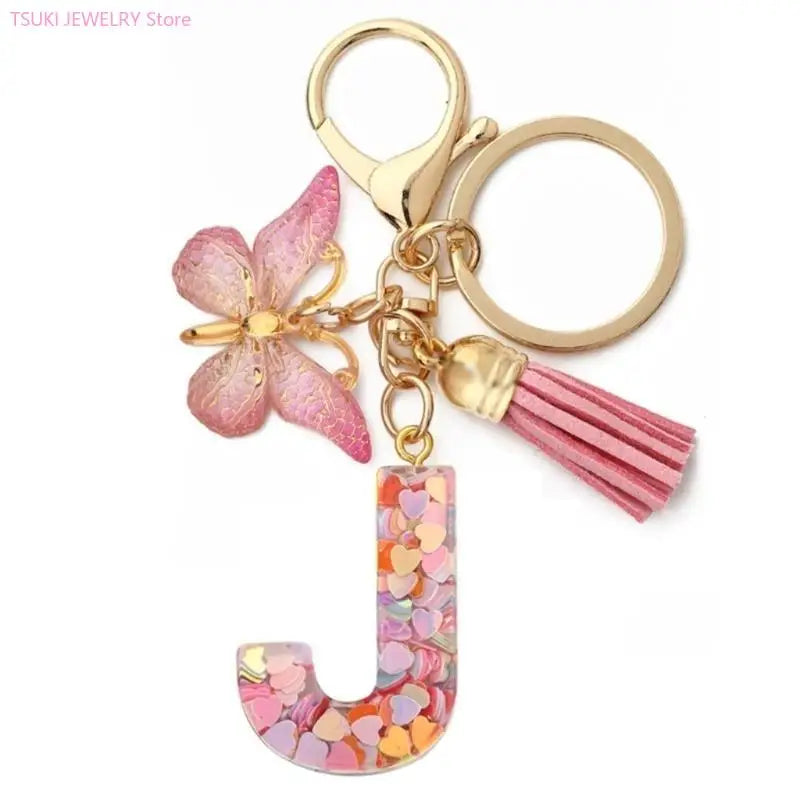 Butterfly Letter Keychain Tassel Design Vibrant Durable Lightweight Gift