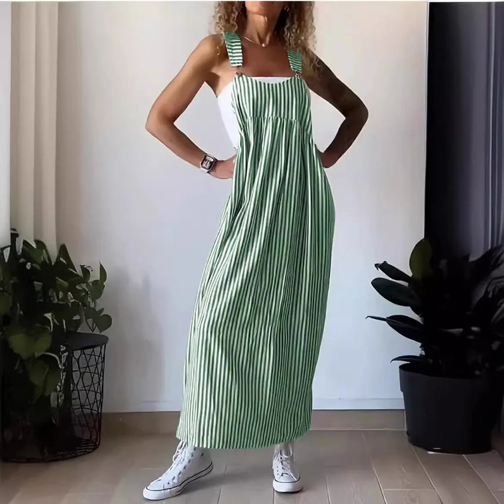 Casual striped suspender dress