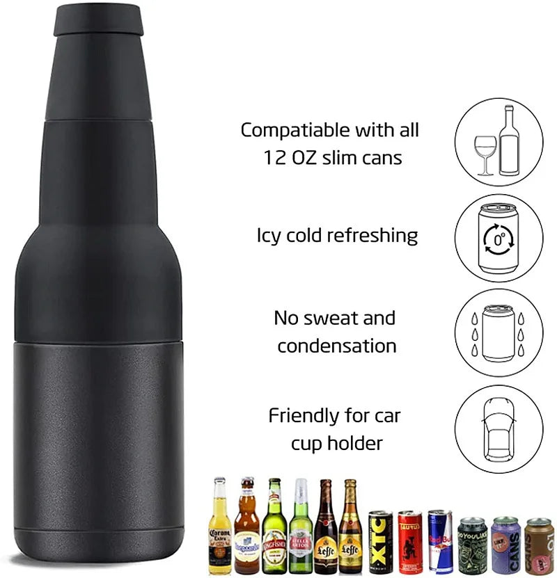 Beer Bottle and Can Cooler with Beer Opener 1