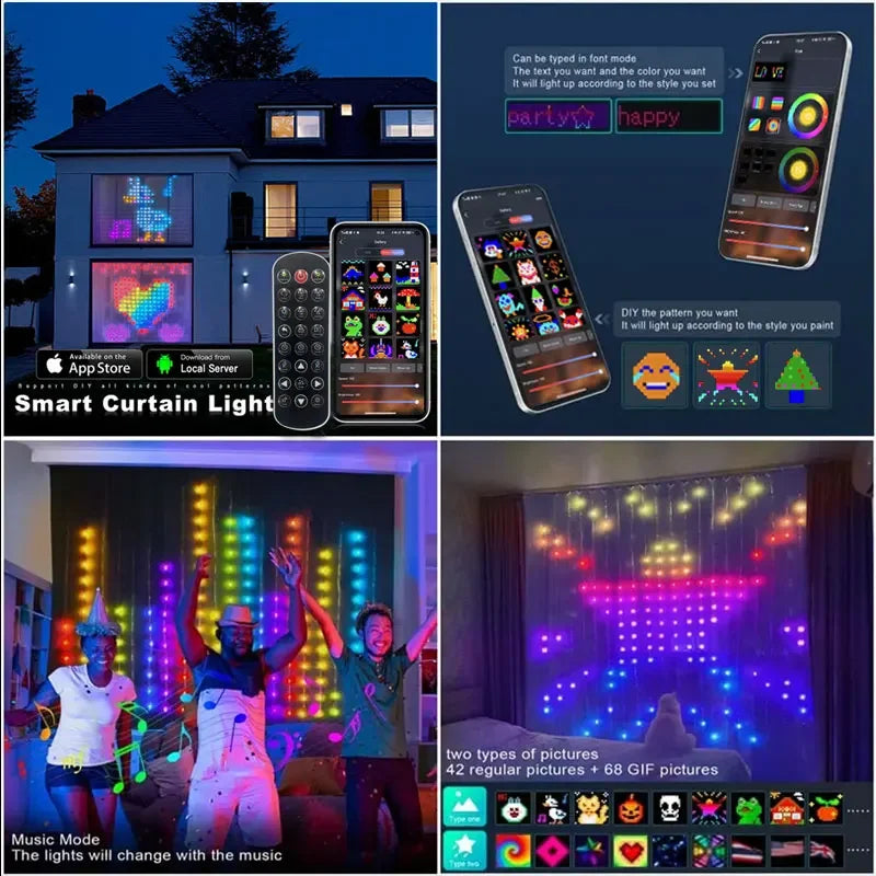 Color Waves LED Curtain Sync Lights
